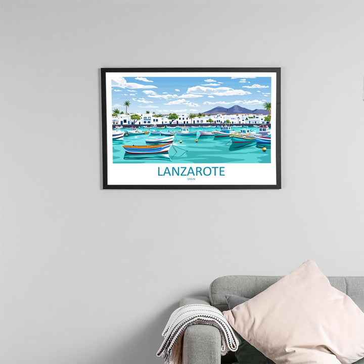 Lanzarote Spain Landscape Travel Poster Scenic Volcanic Island Wall Art Canary Coast Print Europe Decor Beautiful Lanzarote Artwork