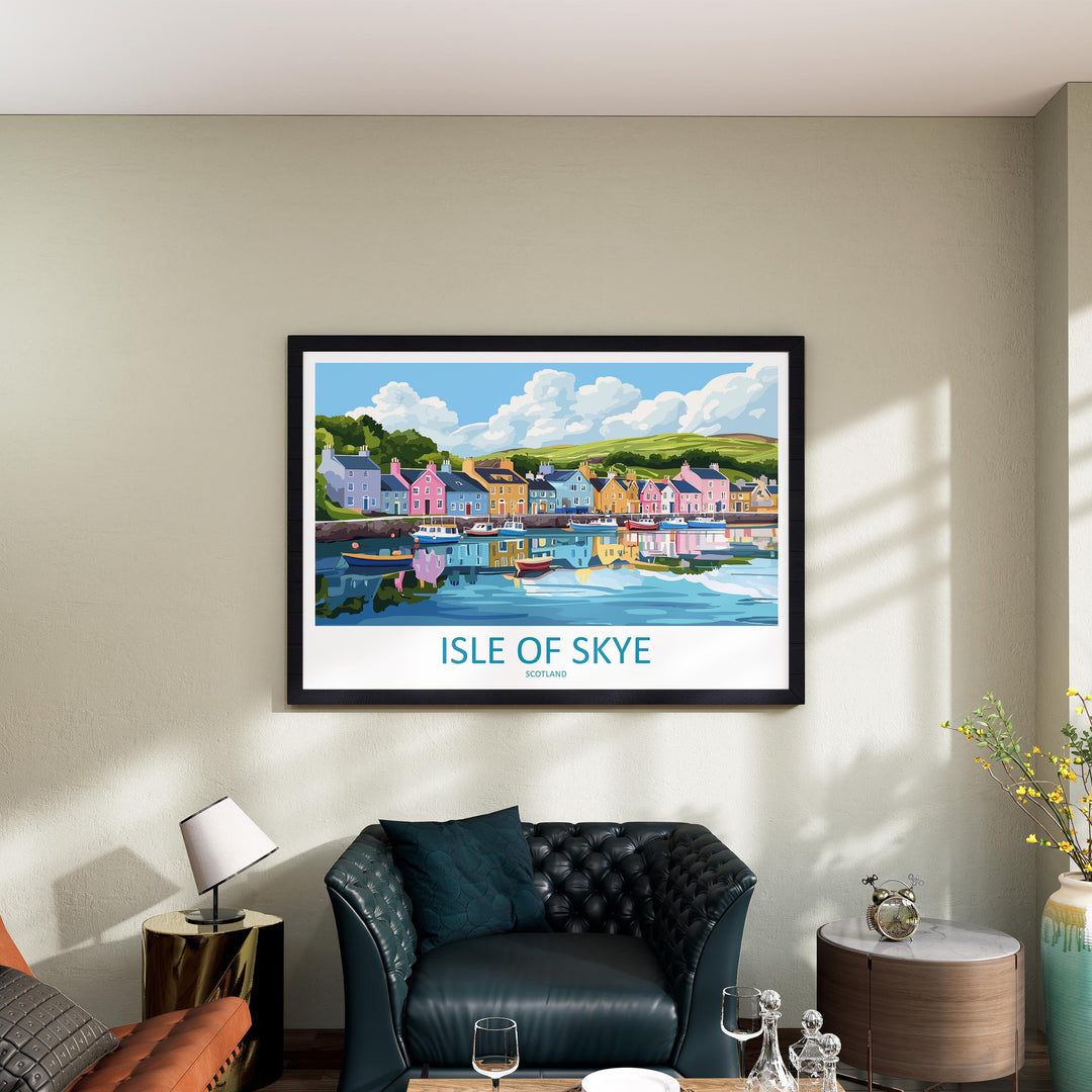 Isle of Skye Scotland Landscape Travel Poster Scenic Highlands Coastline Wall Art Rugged Mountains Print UK Decor Isle of Skye Artwork