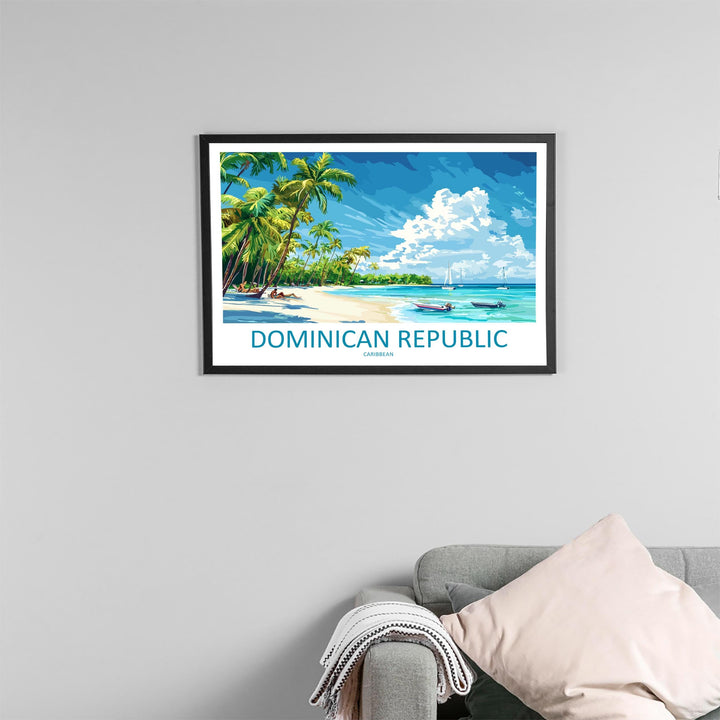 Dominican Republic Landscape Travel Poster Scenic Tropical Coastline Wall Art Caribbean Beaches Print Island Decor Dominican Artwork