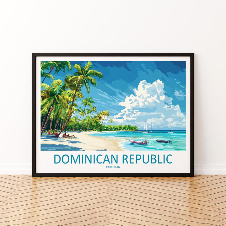 Dominican Republic Landscape Travel Poster Scenic Tropical Coastline Wall Art Caribbean Beaches Print Island Decor Dominican Artwork