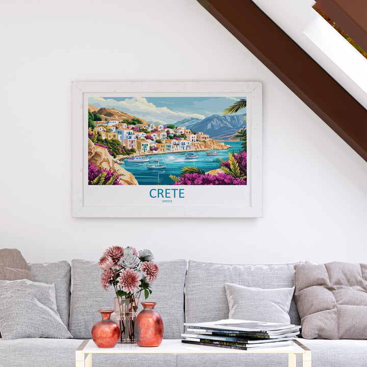 Crete Greece Landscape Travel Poster Scenic Island Coastline Wall Art Mediterranean Beaches Print Europe Decor Beautiful Crete Artwork