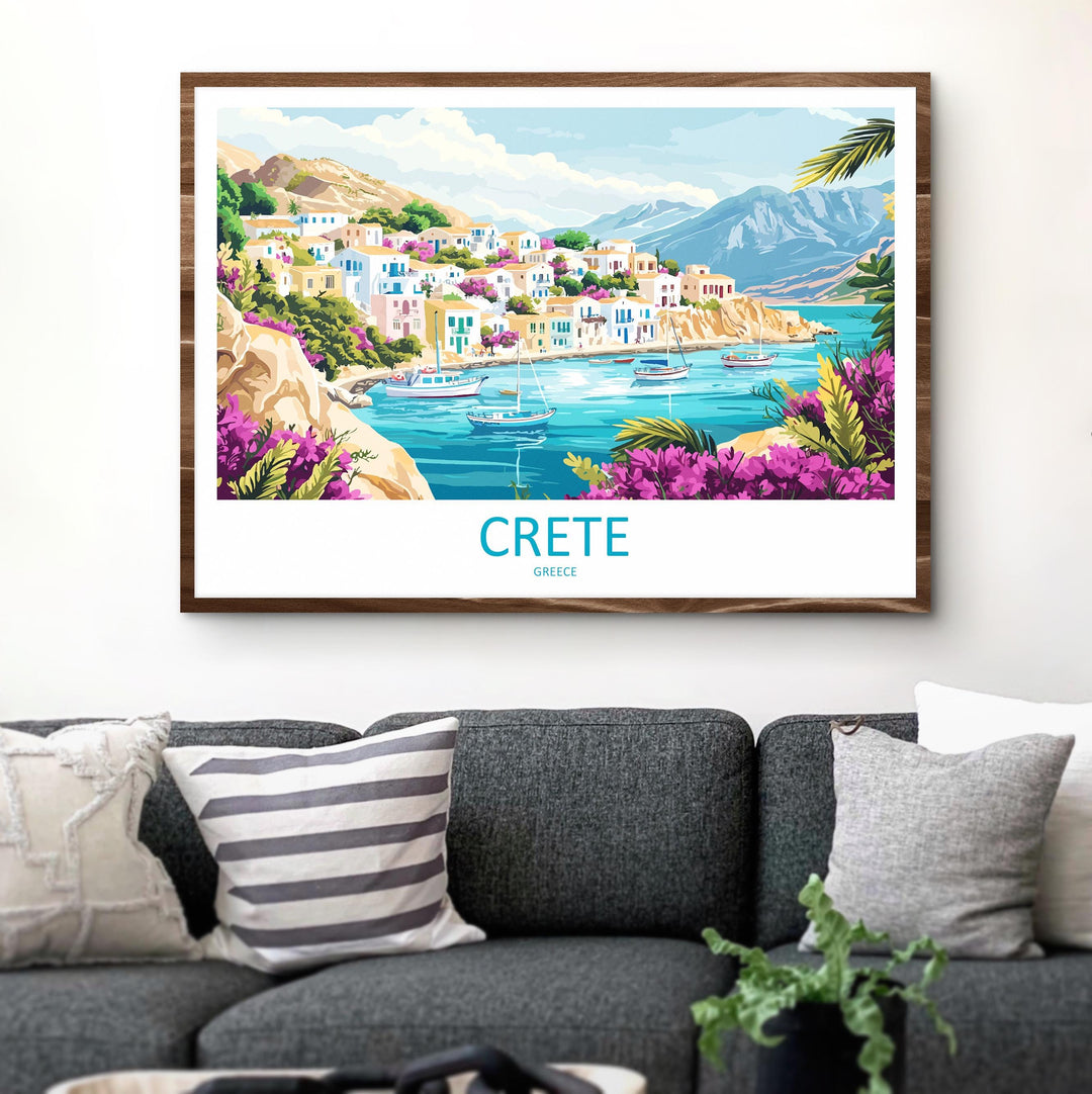 Crete Greece Landscape Travel Poster Scenic Island Coastline Wall Art Mediterranean Beaches Print Europe Decor Beautiful Crete Artwork