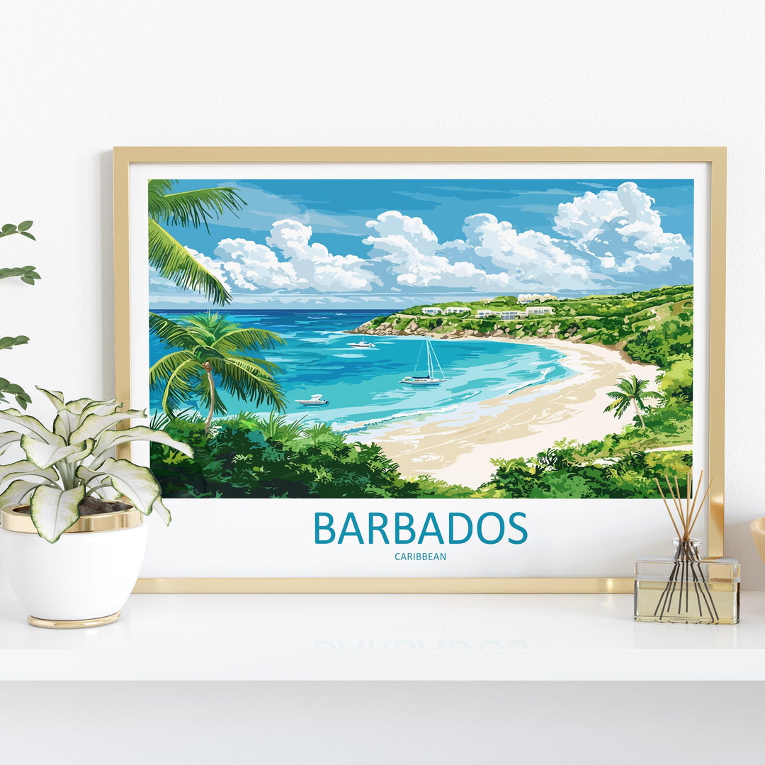 Barbados Landscape Travel Poster Scenic Caribbean Coastline Wall Art Tropical Beaches Print Island Decor Beautiful Barbados Artwork