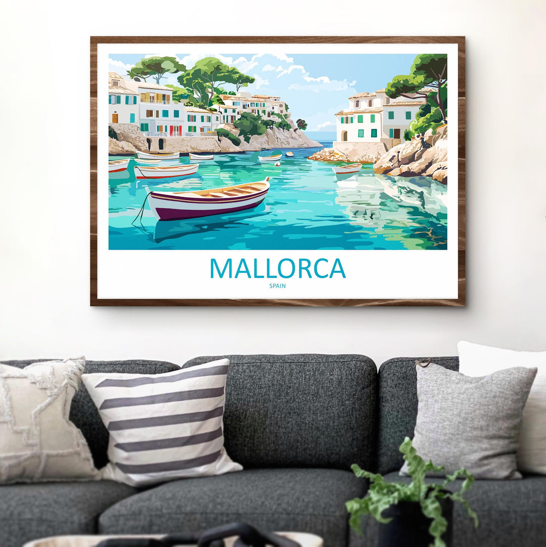 Mallorca Spain Landscape Travel Poster Scenic Island Coastline Wall Art Mediterranean Beaches Print Europe Decor Beautiful Mallorca Artwork