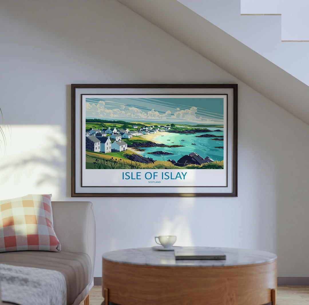 Isle of Islay Scotland Landscape Travel Poster Scenic Hebrides Coastline Wall Art Whisky Island Print UK Decor Beautiful Islay Artwork