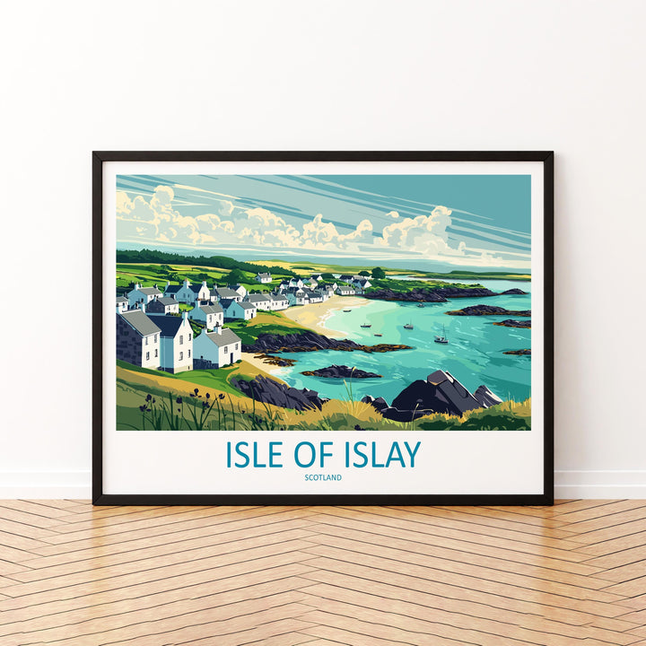Isle of Islay Scotland Landscape Travel Poster Scenic Hebrides Coastline Wall Art Whisky Island Print UK Decor Beautiful Islay Artwork
