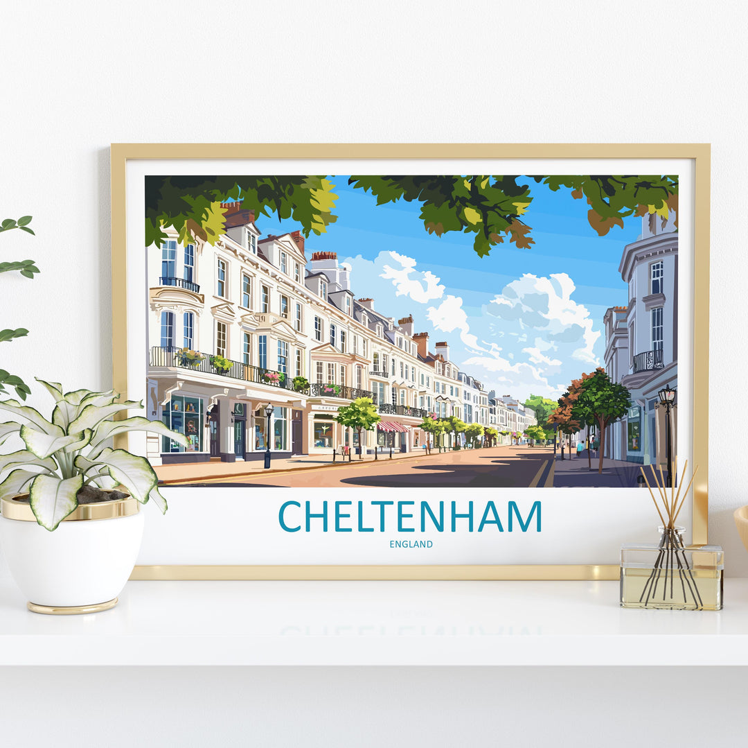 Cheltenham England Landscape Travel Poster Scenic Regency Town Wall Art Elegant Architecture Print UK Decor Beautiful Cheltenham Artwork