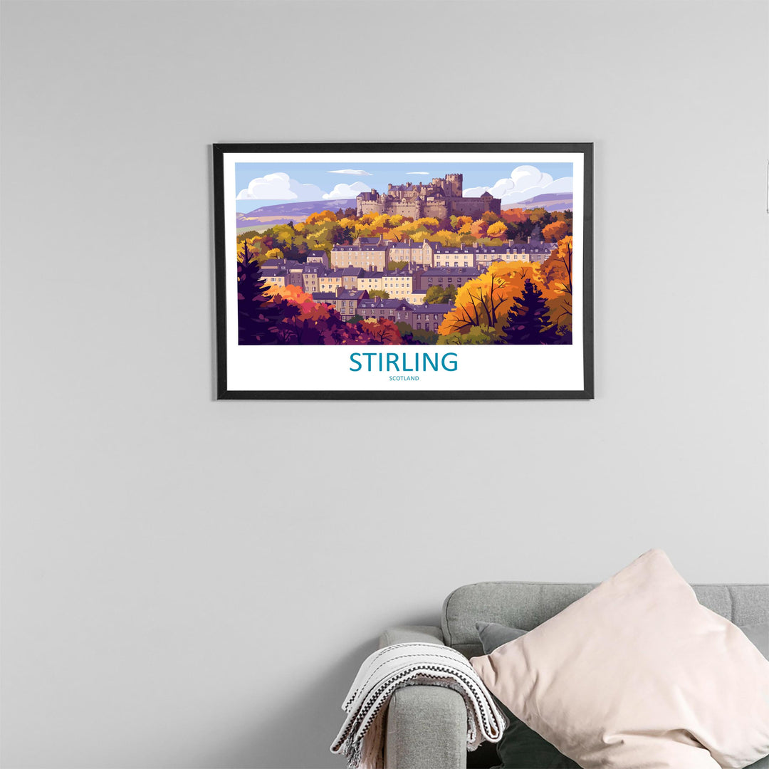 Stirling Scotland Landscape Travel Poster Scenic Castle City Wall Art Historic Highlands Print UK Decor Beautiful Stirling Artwork