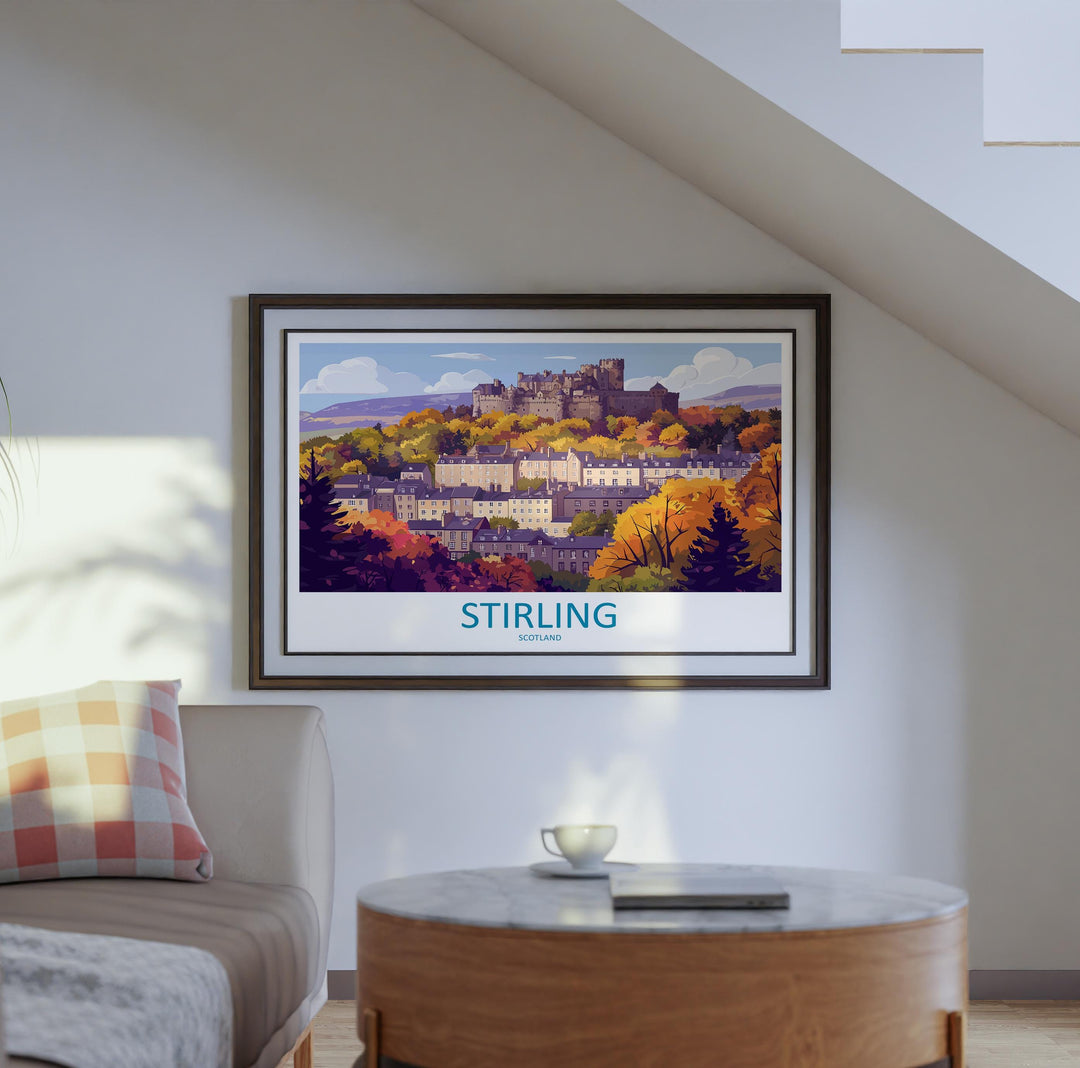 Stirling Scotland Landscape Travel Poster Scenic Castle City Wall Art Historic Highlands Print UK Decor Beautiful Stirling Artwork