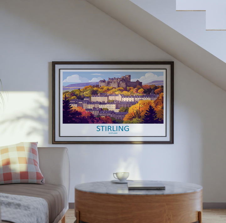Stirling Scotland Landscape Travel Poster Scenic Castle City Wall Art Historic Highlands Print UK Decor Beautiful Stirling Artwork