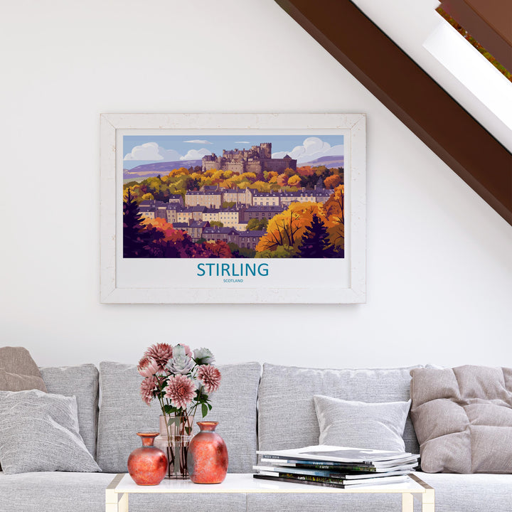 Stirling Scotland Landscape Travel Poster Scenic Castle City Wall Art Historic Highlands Print UK Decor Beautiful Stirling Artwork