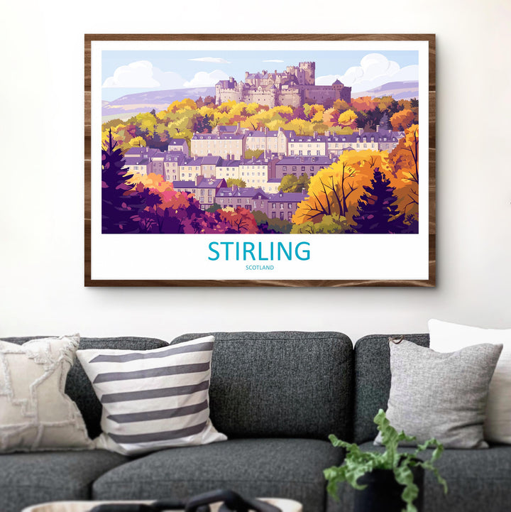 Stirling Scotland Landscape Travel Poster Scenic Castle City Wall Art Historic Highlands Print UK Decor Beautiful Stirling Artwork