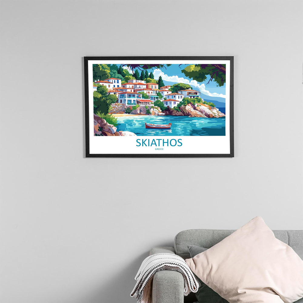 Skiathos Greece Landscape Travel Poster Scenic Island Coastline Wall Art Mediterranean Beaches Print Europe Decor Beautiful Skiathos Artwork