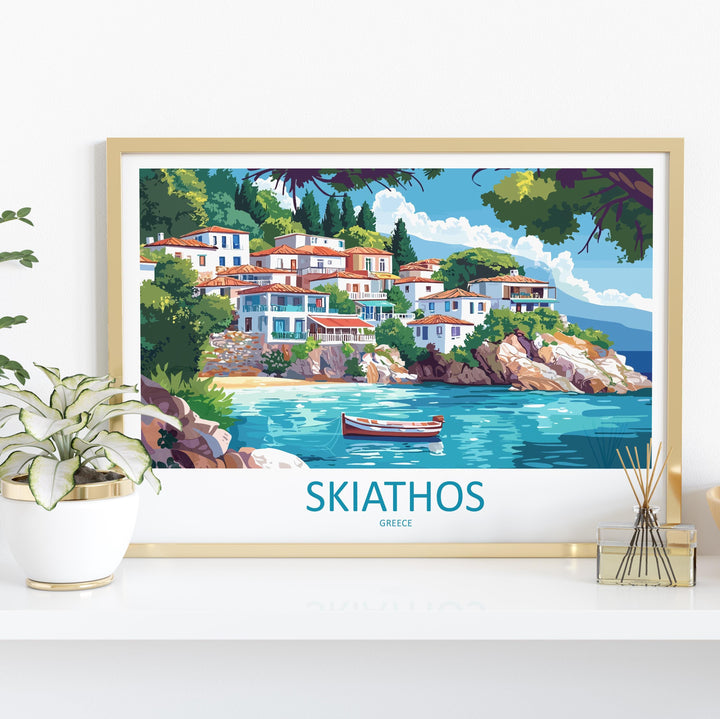 Skiathos Greece Landscape Travel Poster Scenic Island Coastline Wall Art Mediterranean Beaches Print Europe Decor Beautiful Skiathos Artwork