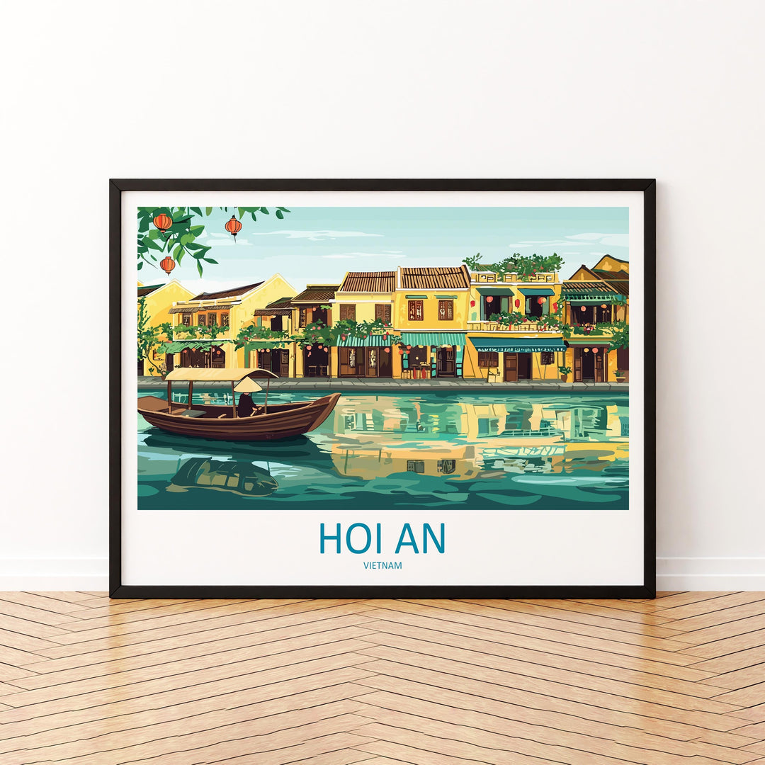 Hoi An Vietnam Landscape Travel Poster Scenic Lantern Town Wall Art Riverside Old Quarter Print Asia Decor Beautiful Hoi An Artwork