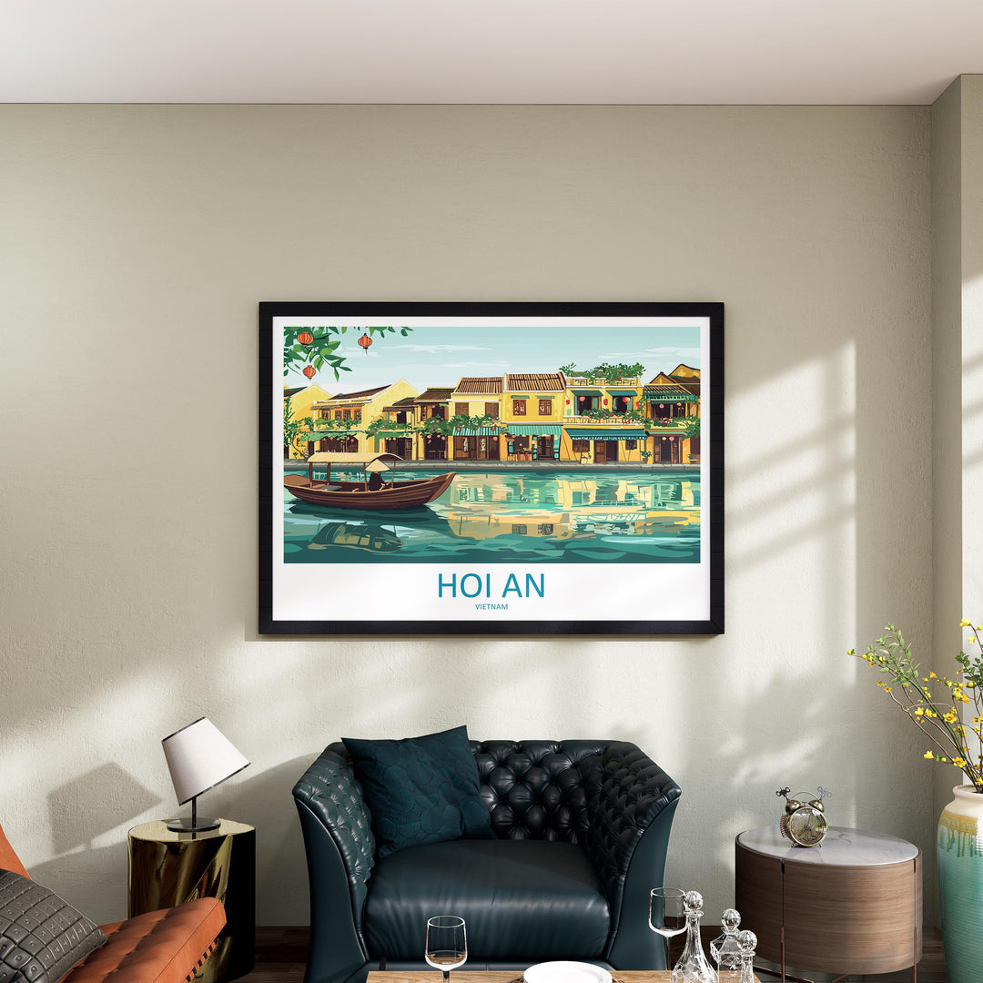 Hoi An Vietnam Landscape Travel Poster Scenic Lantern Town Wall Art Riverside Old Quarter Print Asia Decor Beautiful Hoi An Artwork