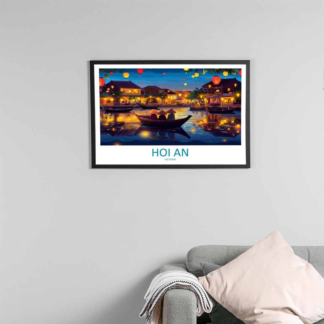 Hoi An Vietnam Landscape Travel Poster Scenic Lantern Town Wall Art Riverside Old Quarter Print Asia Decor Beautiful Hoi An Artwork