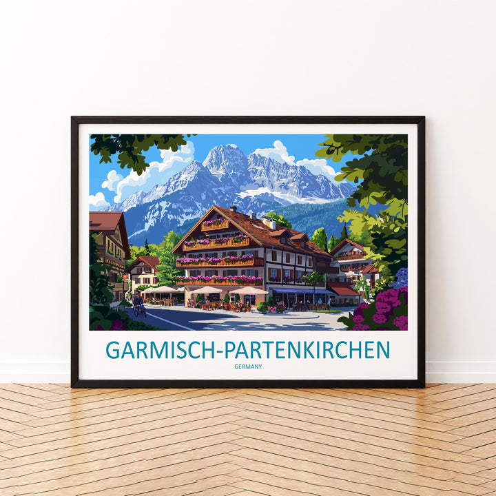Garmisch Partenkirchen Germany Landscape Travel Poster Scenic Bavarian Alps Wall Art Mountain Village Print Europe Decor Beautiful Garmisch