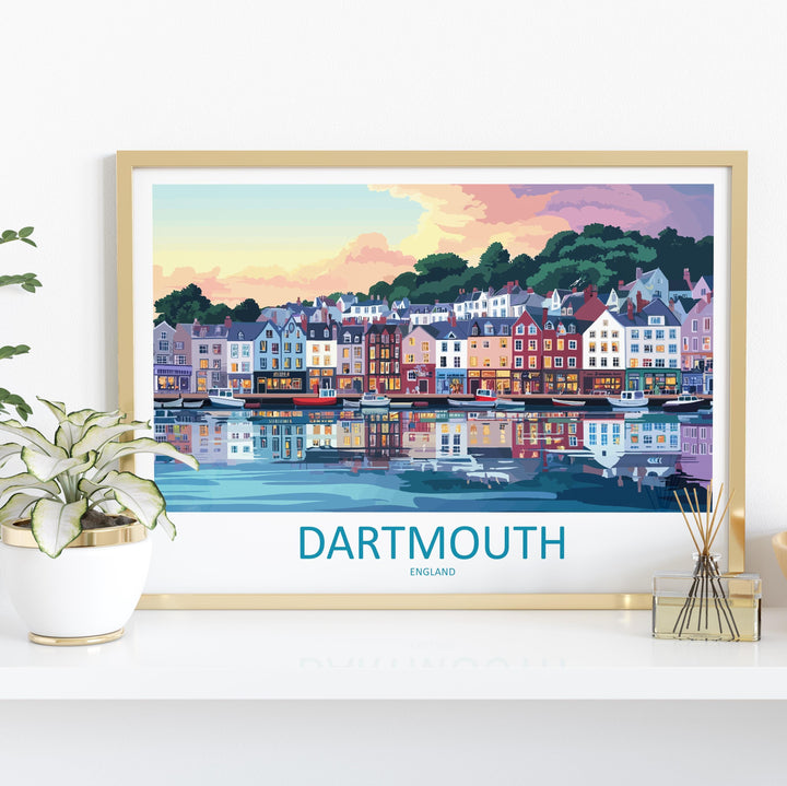 Dartmouth England Landscape Travel Poster Scenic Harbour Town Wall Art River Dart View Print UK Coast Decor Beautiful Dartmouth Artwork