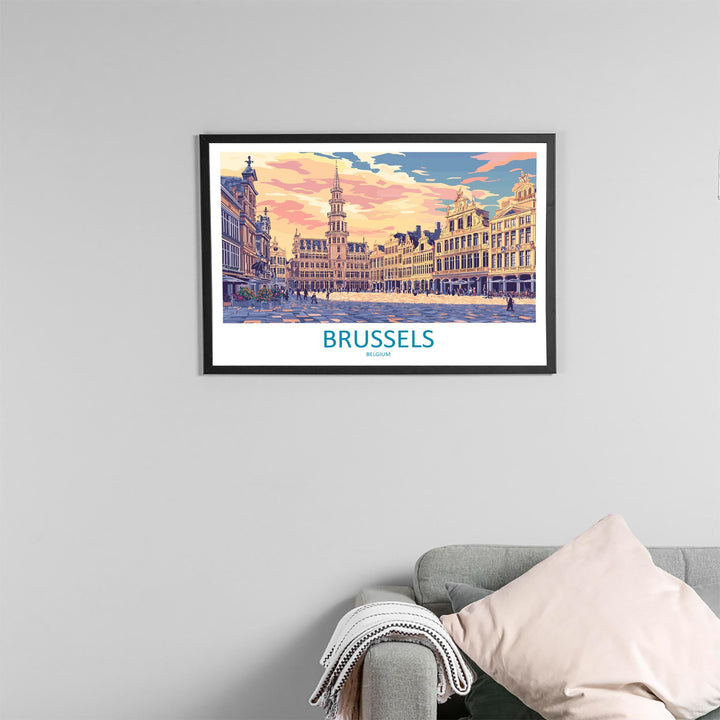 Brussels Belgium Landscape Travel Poster Scenic European Capital Wall Art Grand Place Print City Architecture Decor Beautiful Brussels