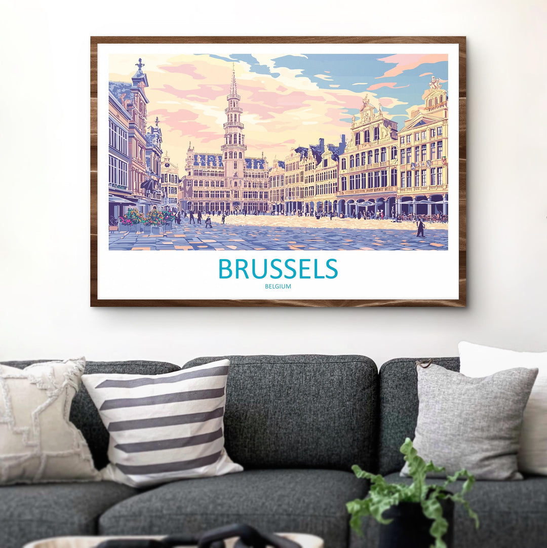 Brussels Belgium Landscape Travel Poster Scenic European Capital Wall Art Grand Place Print City Architecture Decor Beautiful Brussels