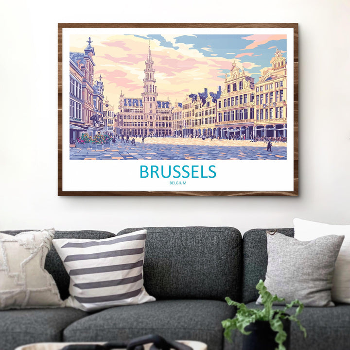 Brussels Belgium Landscape Travel Poster Scenic European Capital Wall Art Grand Place Print City Architecture Decor Beautiful Brussels