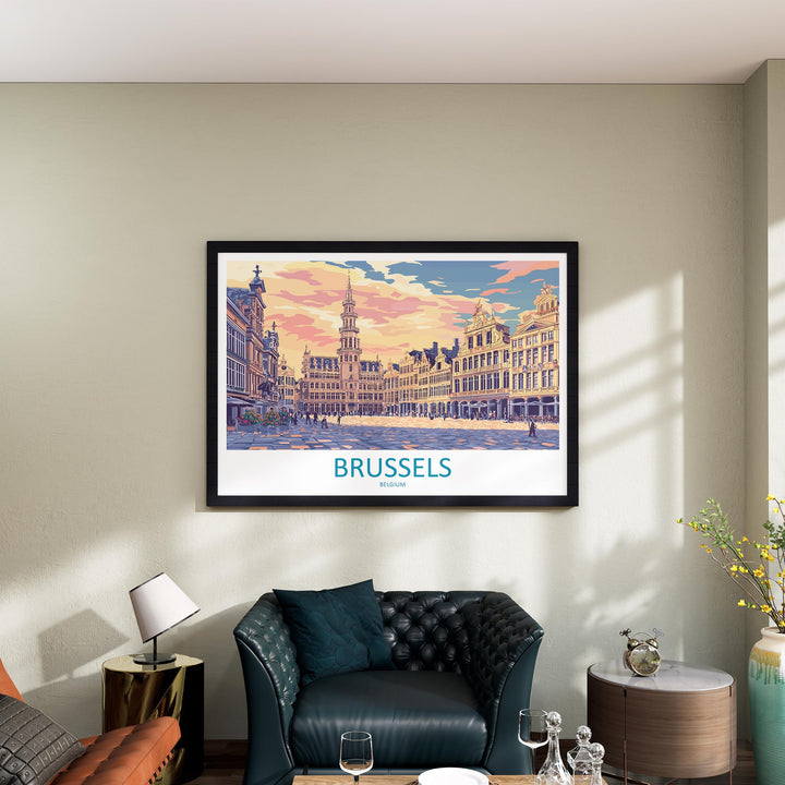 Brussels Belgium Landscape Travel Poster Scenic European Capital Wall Art Grand Place Print City Architecture Decor Beautiful Brussels
