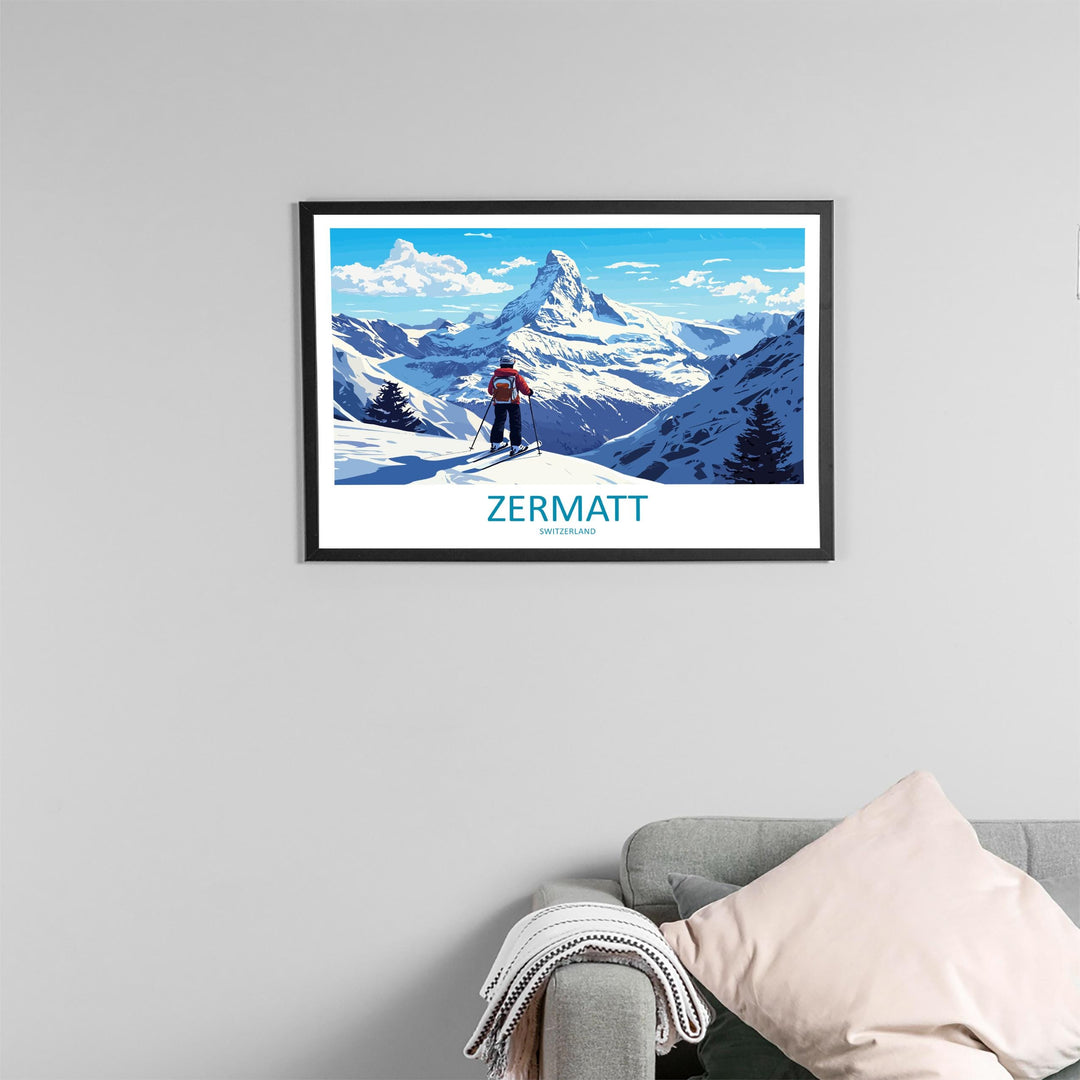 Zermatt Switzerland Landscape Travel Poster Scenic Alpine Village Wall Art Matterhorn Mountain Print Europe Decor Beautiful Zermatt Artwork