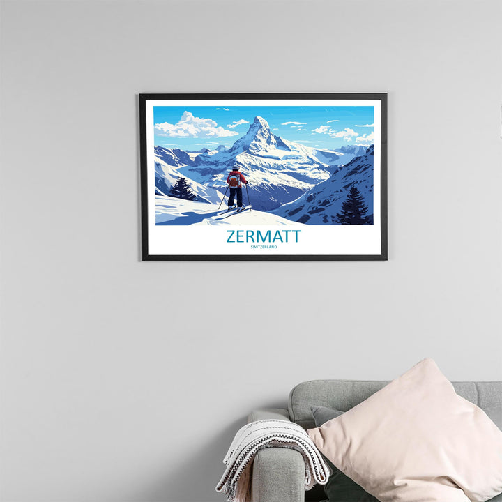 Zermatt Switzerland Landscape Travel Poster Scenic Alpine Village Wall Art Matterhorn Mountain Print Europe Decor Beautiful Zermatt Artwork