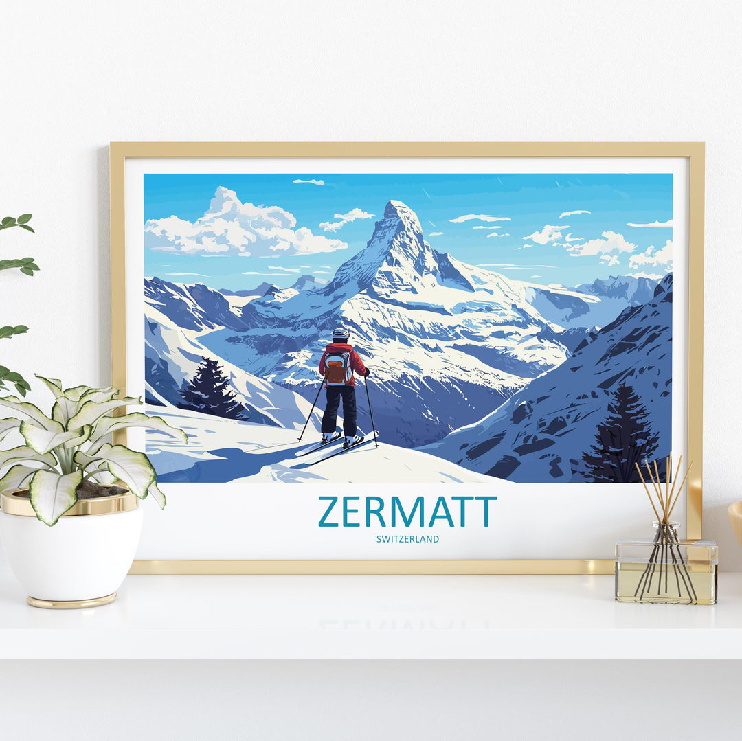 Zermatt Switzerland Landscape Travel Poster Scenic Alpine Village Wall Art Matterhorn Mountain Print Europe Decor Beautiful Zermatt Artwork