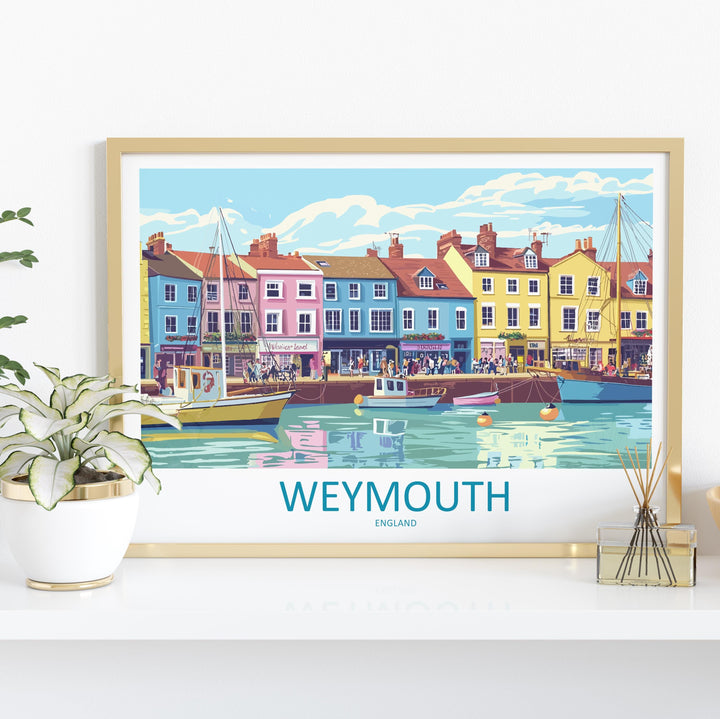 Weymouth England Landscape Travel Poster Scenic Dorset Coastline Wall Art Harbour Beachfront Print UK Decor Beautiful Weymouth Artwork