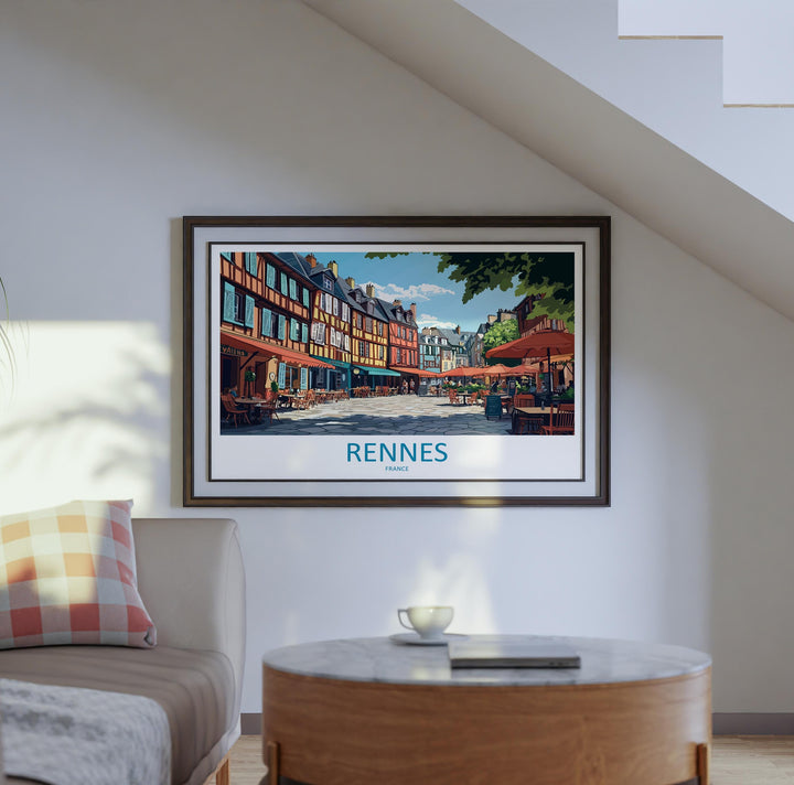 Rennes France Landscape Travel Poster Scenic Brittany City Wall Art Historic Architecture Print Europe Decor Beautiful Rennes Artwork