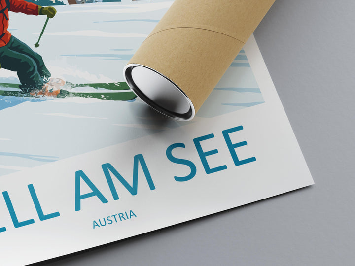 Zell am See Austria Ski Print Travel Poster Alpine Lake Town Wall Art Scenic Alps Europe Decor Zell am See Artwork