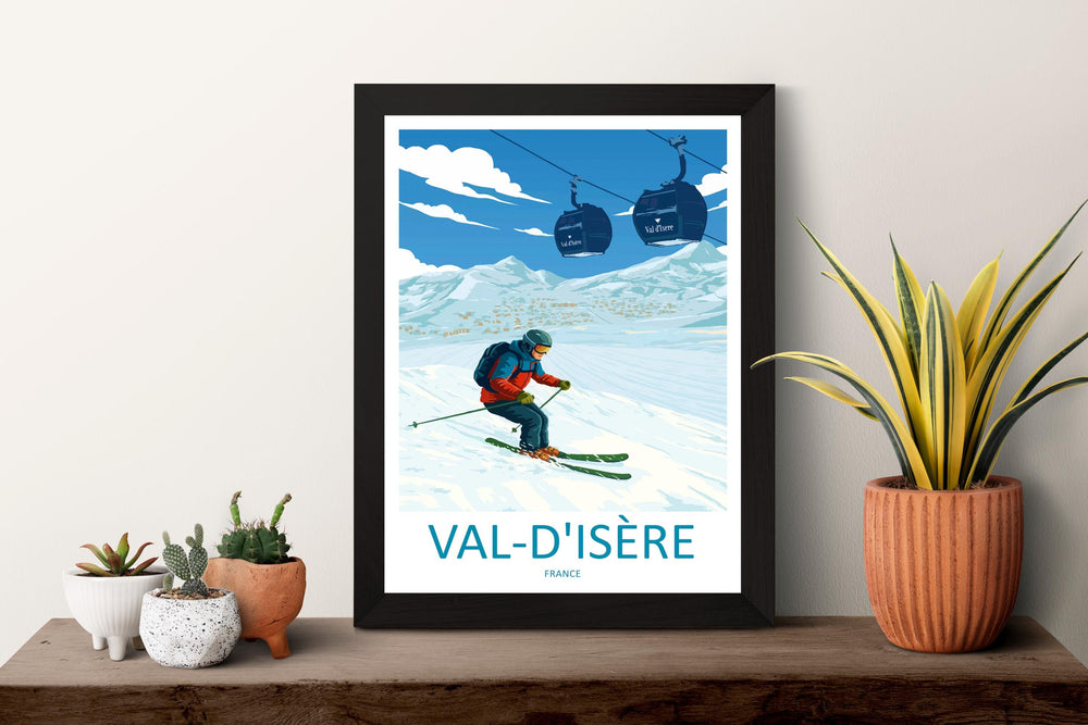 Val d’Isère France Ski Print Travel Poster Alpine Resort Wall Art French Alps Ski Village Europe Decor Artwork