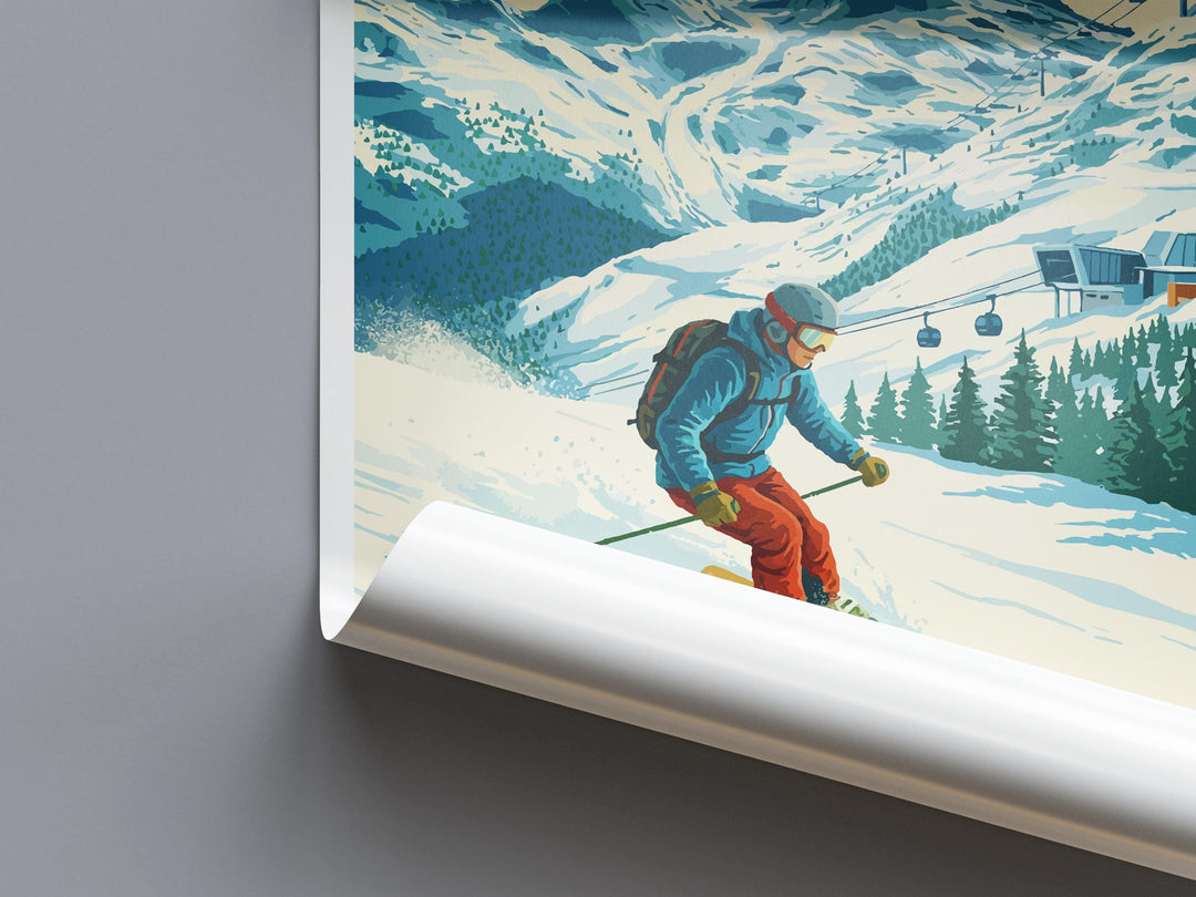 Sölden Austria Ski Print Travel Poster Alpine Resort Wall Art Glacier Ski Area Europe Decor Sölden Artwork