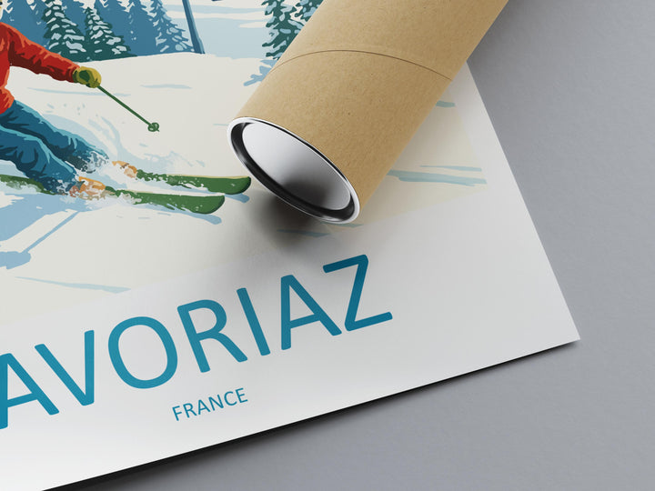 Avoriaz France Ski Print Travel Poster Alpine Resort Wall Art Car Free Ski Village Portes du Soleil Europe Decor Artwork