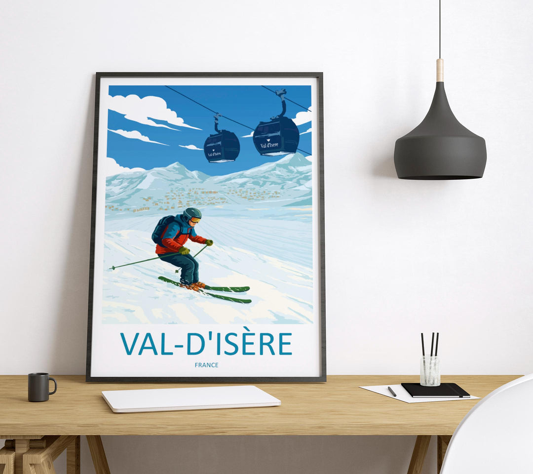 Val d’Isère France Ski Print Travel Poster Alpine Resort Wall Art French Alps Ski Village Europe Decor Artwork