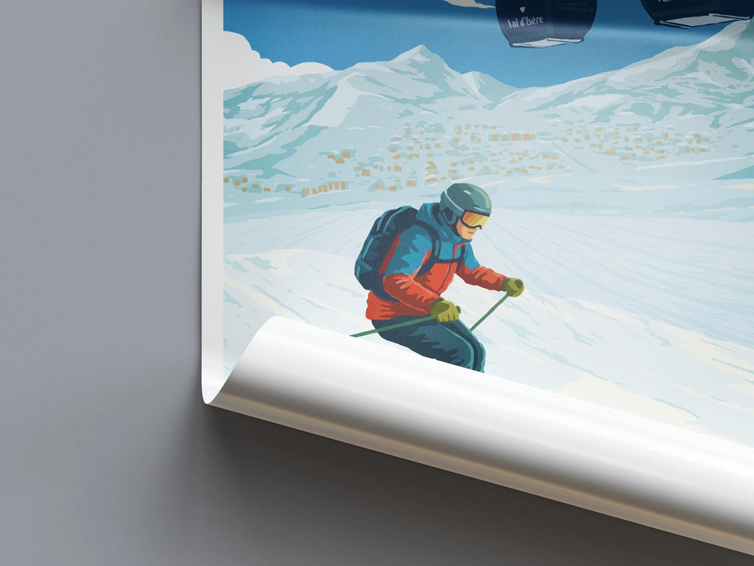 Val d’Isère France Ski Print Travel Poster Alpine Resort Wall Art French Alps Ski Village Europe Decor Artwork