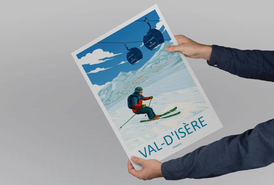 Val d’Isère France Ski Print Travel Poster Alpine Resort Wall Art French Alps Ski Village Europe Decor Artwork