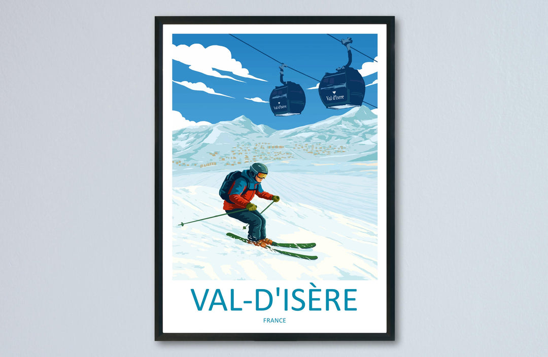 Val d’Isère France Ski Print Travel Poster Alpine Resort Wall Art French Alps Ski Village Europe Decor Artwork