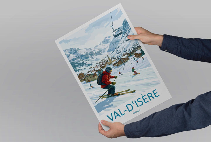 Val d’Isère France Ski Print Travel Poster Alpine Resort Wall Art French Alps Ski Village Europe Decor Artwork