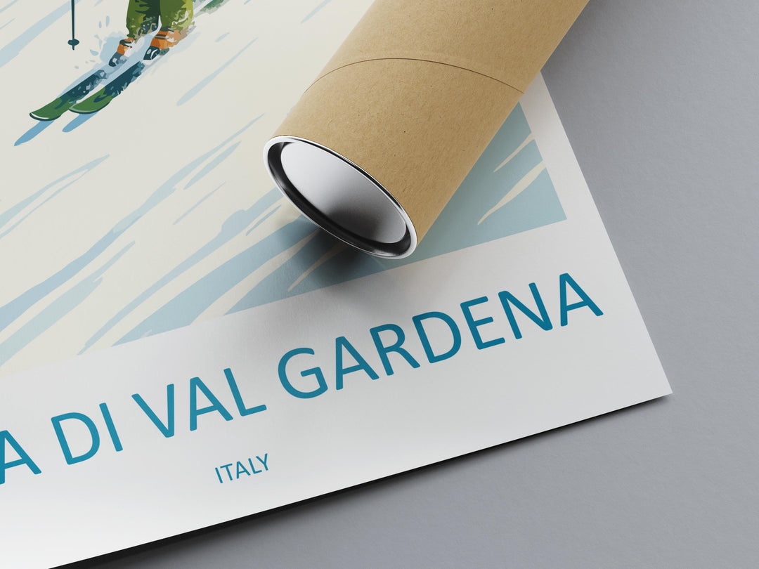 Selva di Val Gardena Italy Ski Print Travel Poster Dolomites Alpine Resort Wall Art Mountain Village Europe Decor Artwork