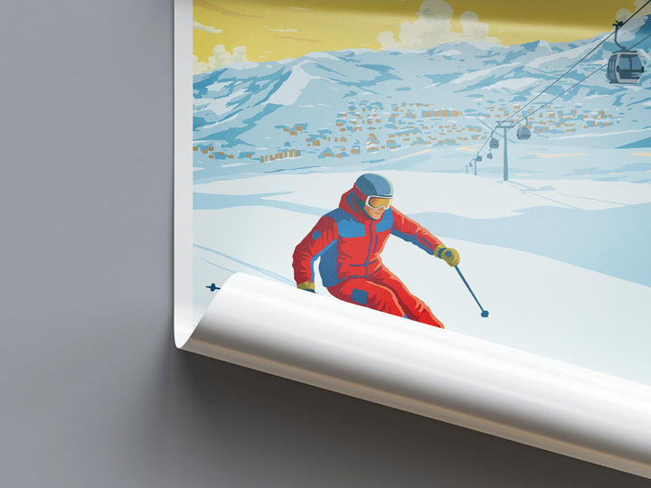 Laax Switzerland Ski Print Travel Poster Alpine Resort Wall Art Freestyle Ski Area Mountain Village Winter Sports Europe Decor Artwork