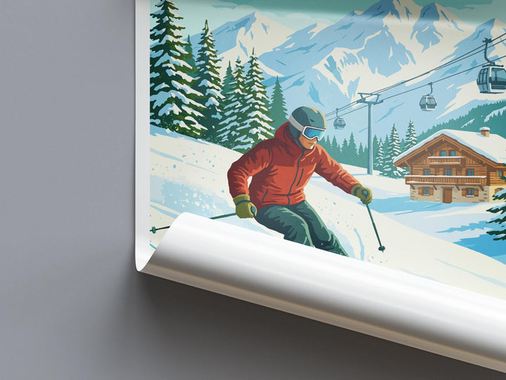 Courchevel France Ski Print Travel Poster Luxury Alpine Resort Wall Art Three Valleys Ski Village Winter Sports Europe Decor Artwork