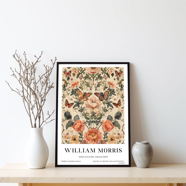 William Morris Butterfly Floral Wall Art Vintage Botanical Print Cottagecore Decor Arts And Crafts Nature Poster Artwork for Home