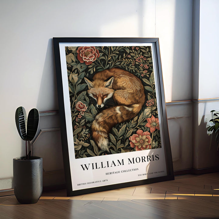 William Morris Sleeping Fox Wall Art Woodland Animal Vintage Botanical Print Cottagecore Decor Arts And Crafts Poster Artwork for Home