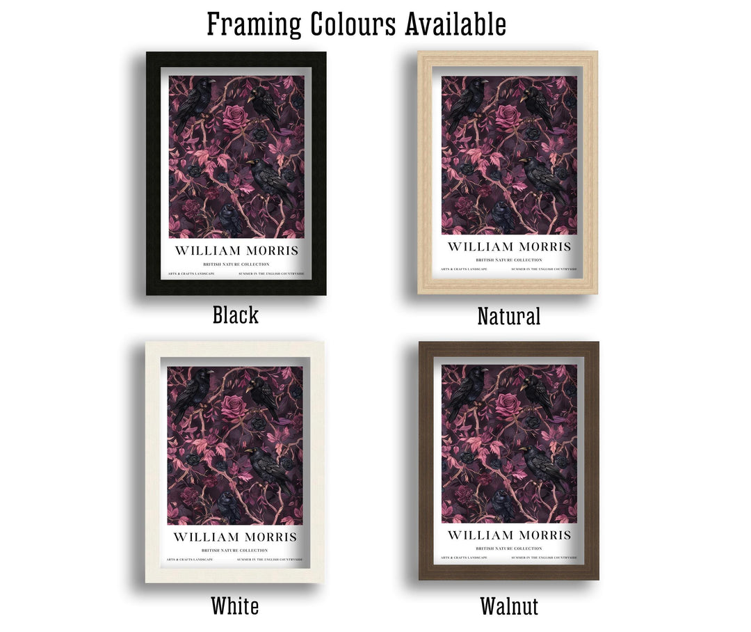 William Morris Raven Wall Art Pink Dark Floral Botanical Print Gothic Cottagecore Decor Arts And Crafts Poster Artwork for Home