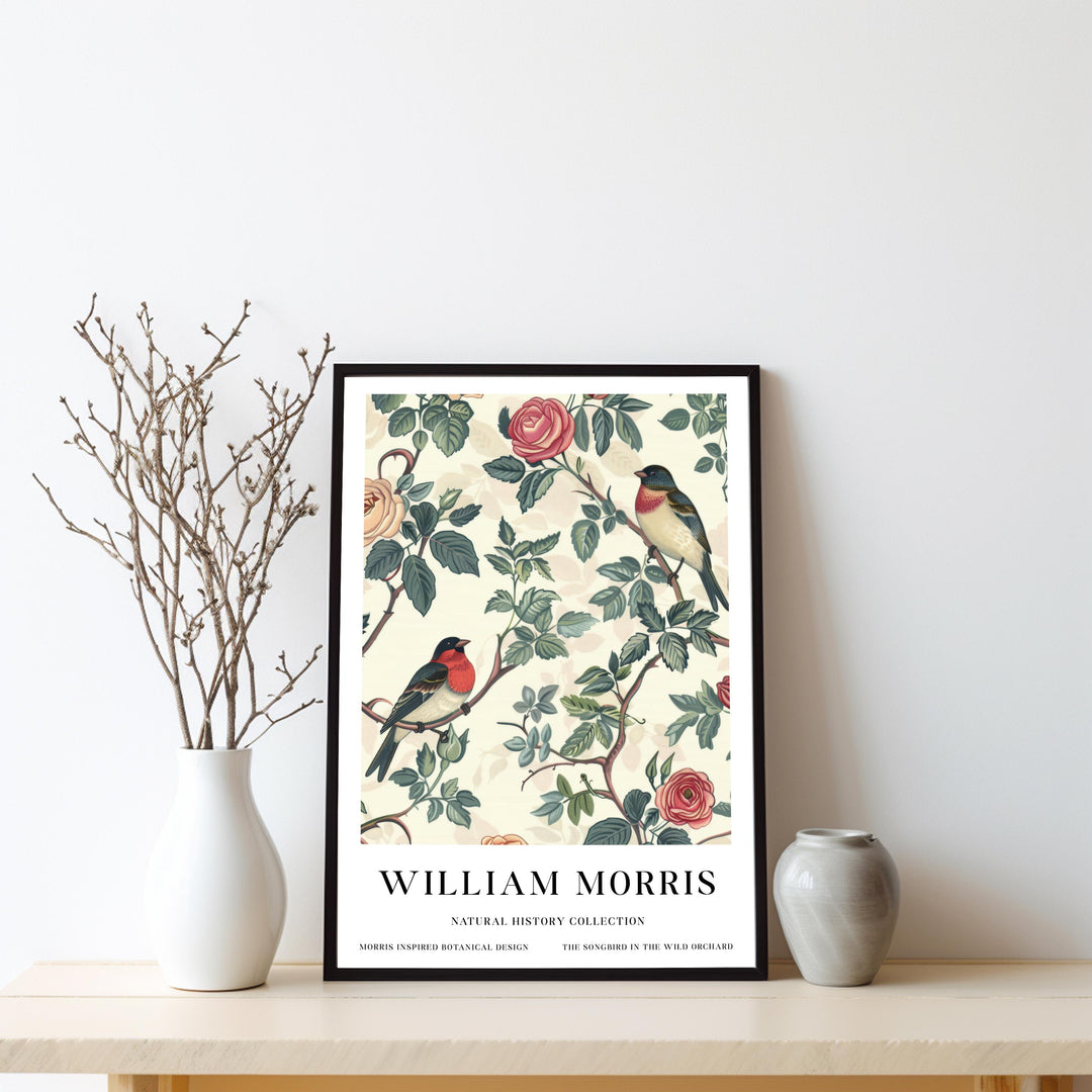 William Morris Robin Bird Wall Art Floral Botanical Print Vintage Cottagecore Decor Arts And Crafts Nature Poster Artwork for Home