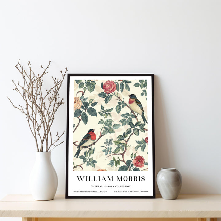 William Morris Robin Bird Wall Art Floral Botanical Print Vintage Cottagecore Decor Arts And Crafts Nature Poster Artwork for Home