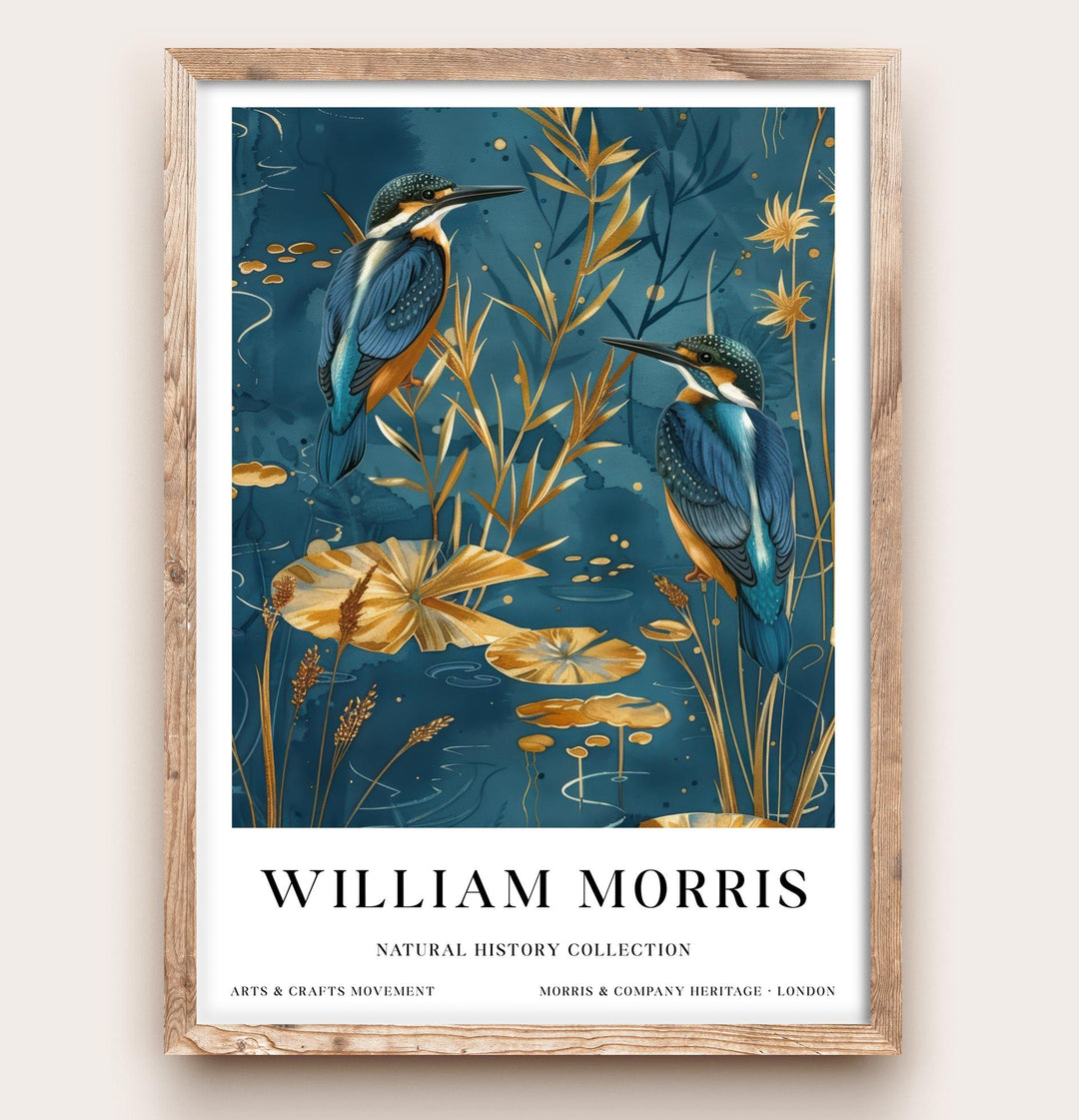 William Morris Kingfisher Bird Wall Art Blue Gold Botanical Print Vintage Nature Cottagecore Decor Arts And Crafts Poster Artwork for Home